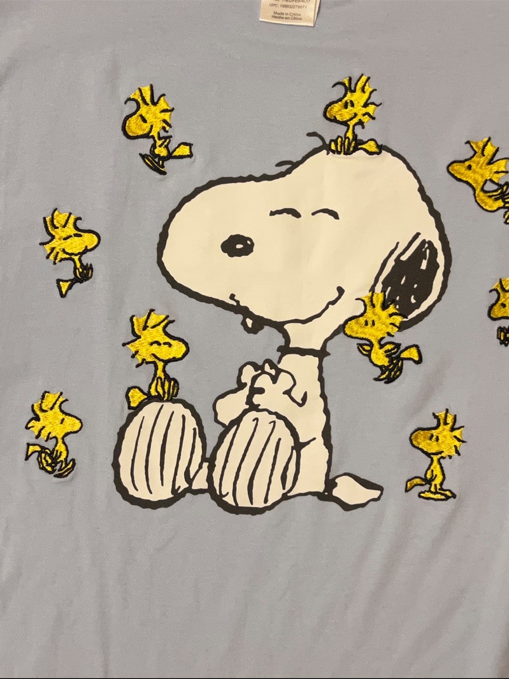 Peanuts Light Blue Snoopy & Woodstock Short Sleeve Tee Size Small - Picture 3 of 4